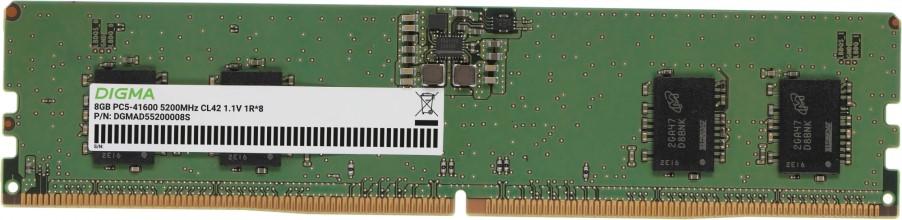 

Модуль памяти DDR5 8GB Digma DGMAD55200008S 5200MHz PC5-41600 CL42 288-pin 1.1В single rank Ret, DGMAD55200008S