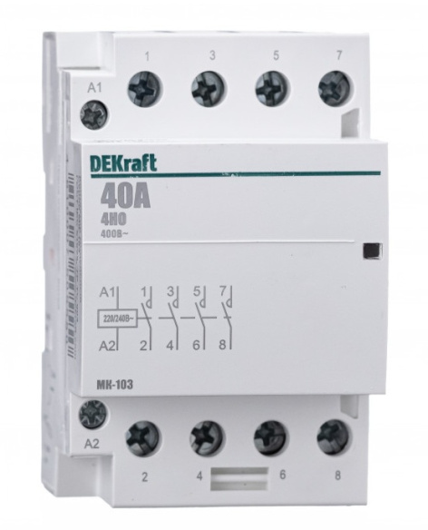 Изображение товара Контактор DEKraft 18081DEK для автоматизации с 4 контактами до 400 В 40 А