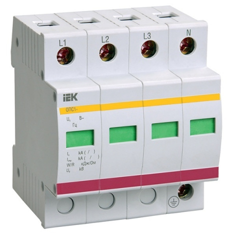 Изображение товара Ограничитель импульсного перенапряжения IEK MOP20-4-B 400 В 4P защита цепей