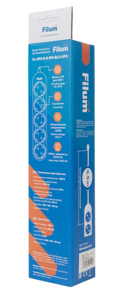 фото Сетевой фильтр  Filum FL-SP3-5-0.5M-BL2-UPS в Волгограде