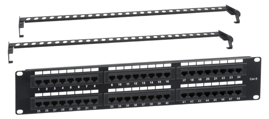

Патч-панель Cabcoil PP48-UTP-6-2U-19 19" 48 портов, UTP, категории 6, 2U с задним кабельным органайзером, PP48-UTP-6-2U-19