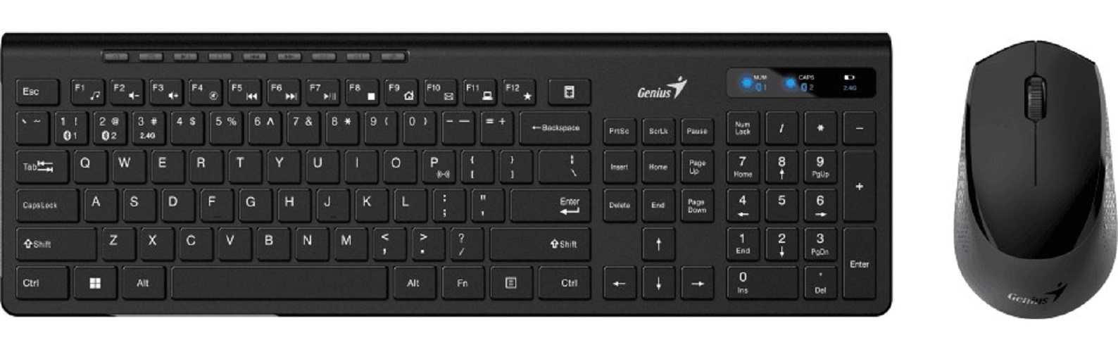 

Клавиатура и мышь Wireless Genius Smart KM-8230 BLACK 31340015408 Dual Color, USB, 1 мини-ресивер на оба устройства. Клавиатура: 104 клавиши кнопка Sm, Smart KM-8230 BLACK