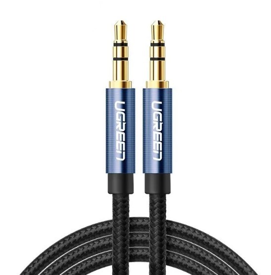 

Кабель UGREEN AV112 10688_ 3.5mm Male to 3.5mm Male Cable Gold Plated Metal Case with Braid. Длина: 3м. Цвет: синий, AV112