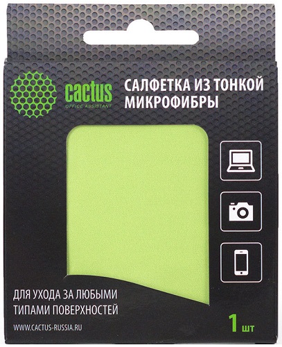 

Салфетка Cactus CS-MF01 Микрофибра для деликатного ухода за любыми типами поверхностей, 18x18 см, CS-MF01