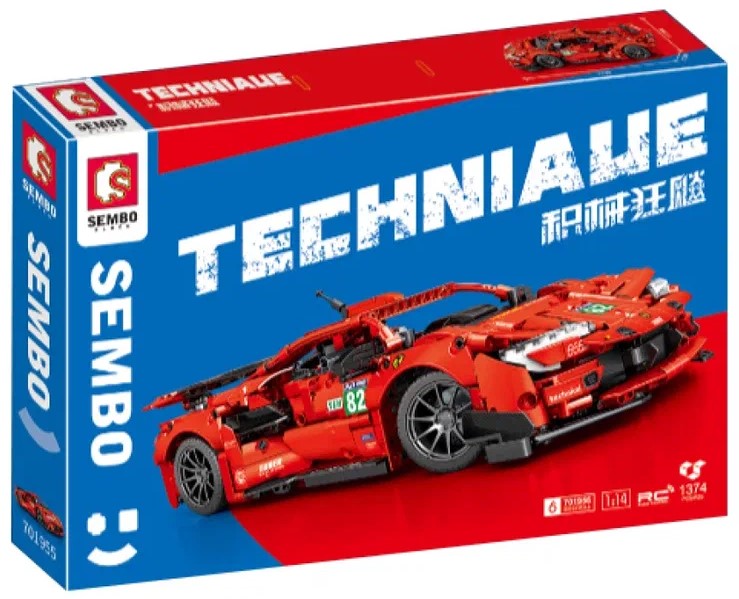 

Конструктор Sembo Block 701955 спорткар"Ferrari 82", 1374 детали, 701955