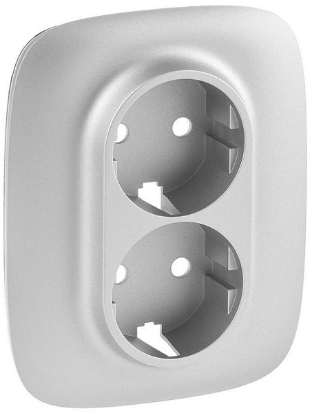 

Накладка Legrand 754957 Valena ALLURE, розетки с/з 2-ной, алюминий, 754957