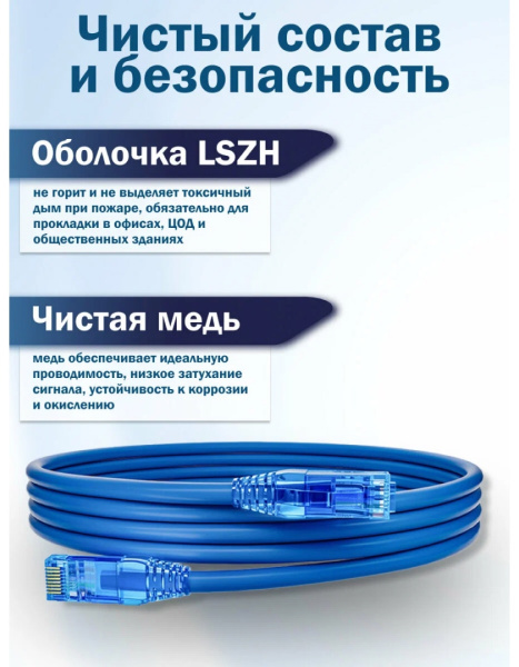 фото Кабель патч-корд U/UTP 6 кат. 3м Filum FL-PC-U6-3.0-LSZH-BL в Уфе