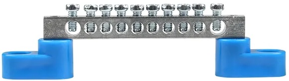 

Шина EKF sn1-63-10-2 "0" N (6x9мм) 10 отв. цинк 2 синих угловых изолятора, sn1-63-10-2