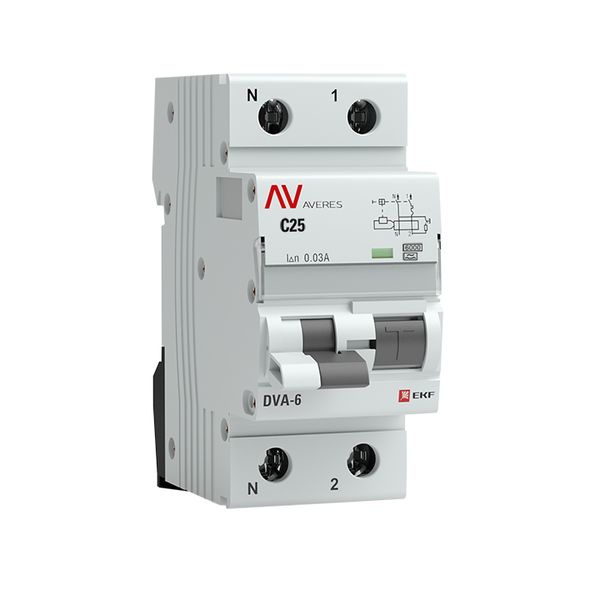 

Автомат дифференциальный EKF rcbo6-1pn-25C-30-a-av DVA-6 1P+N 25А (C) 30мА (A) 6кА AVERES, rcbo6-1pn-25C-30-a-av