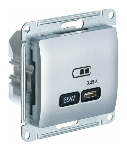 

Розетка USB Systeme Electric GSL000327 Glossa тип-C 65Вт высокоскор.заряд. QC, PD, механизм, алюминий, GSL000327
