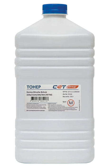 

Тонер CET NF7M CET111114M500 для KONICA MINOLTA Bizhub C654/C754/C654e/C754e (CET) Magenta, 500г/бут, NF7M
