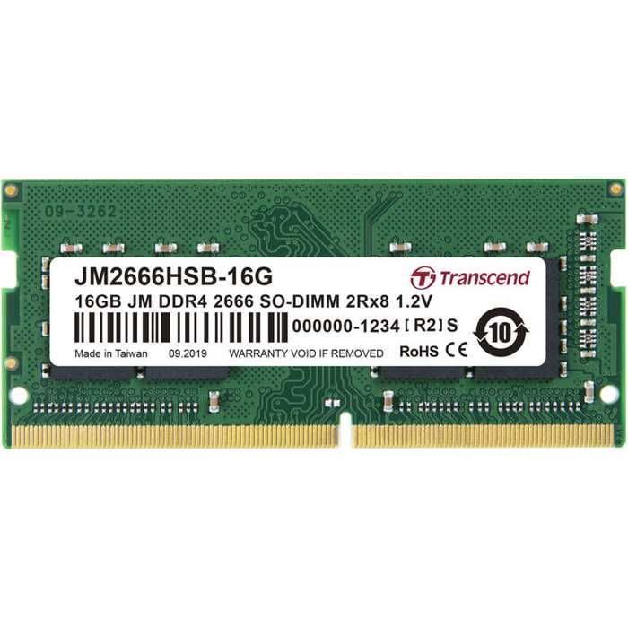 

Модуль памяти SODIMM DDR4 16GB Transcend JM2666HSB-16G JetRam PC4-21300 2666MHz CL19 1.2V, JM2666HSB-16G