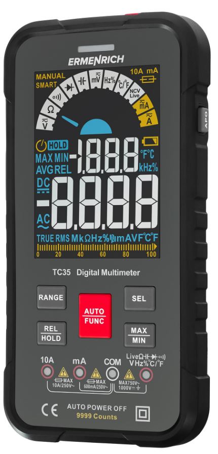 

Мультиметр цифровой Ermenrich 82991 Zing TC35, 82991