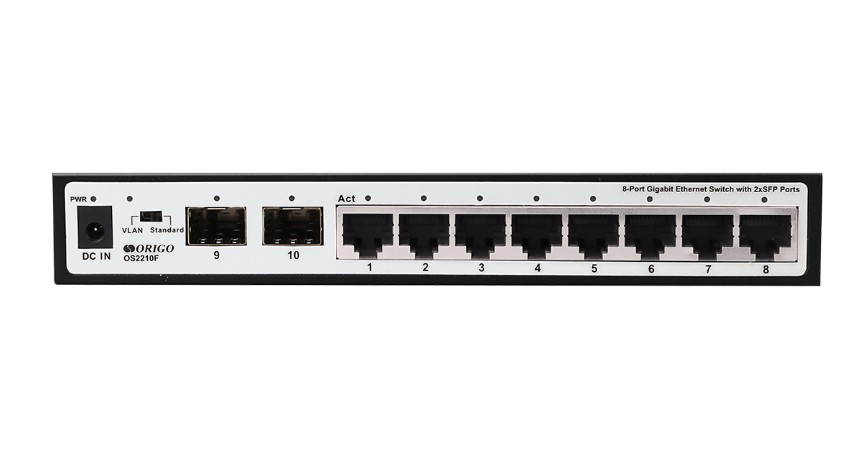 

Коммутатор неуправляемый ORIGO OS2210F/A1A 8x1000Base-T, 2x1000Base-X SFP, metal case, OS2210F/A1A