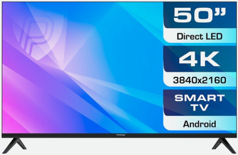 

Телевизор Prestigio PTV50SS07X_CIS_BK UHD/T2/S2/CI+/Dolby/AAC/black/SBER/WIFI 2.4 и 5GHz/BT/Android 9.0 Smart, PTV50SS07X_CIS_BK