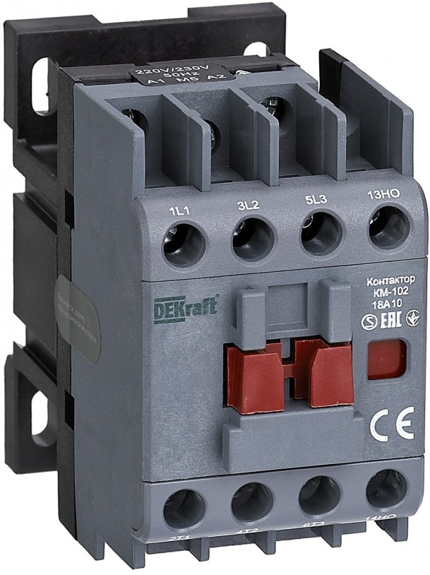 

Контактор DEKraft 22035DEK 18А 220В/230В АС3 АС4 1НЗ КМ-102, 22035DEK