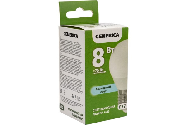 фото Лампа светодиодная GENERICA LL-G45-08-230-65-E27-G в Казани