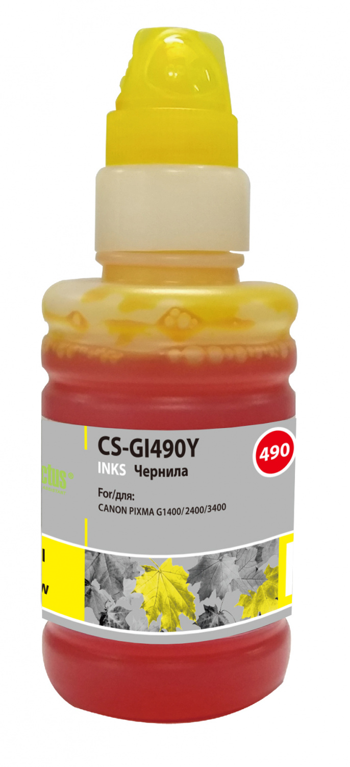 

Чернила для заправки Cactus CS-GI490Y желтый 100мл для Canon Pixma G1400/G2400/G3400, CS-GI490Y