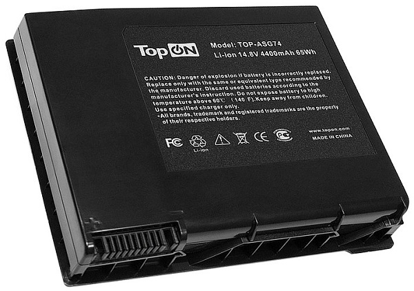 

Аккумулятор для ноутбука Asus TopOn TOP-ASG74 ROG G74, G74J, G74S, G74SX Series. 14.8V 4400mAh 65Wh. PN: A42-G74, LC42SD128, TOP-ASG74