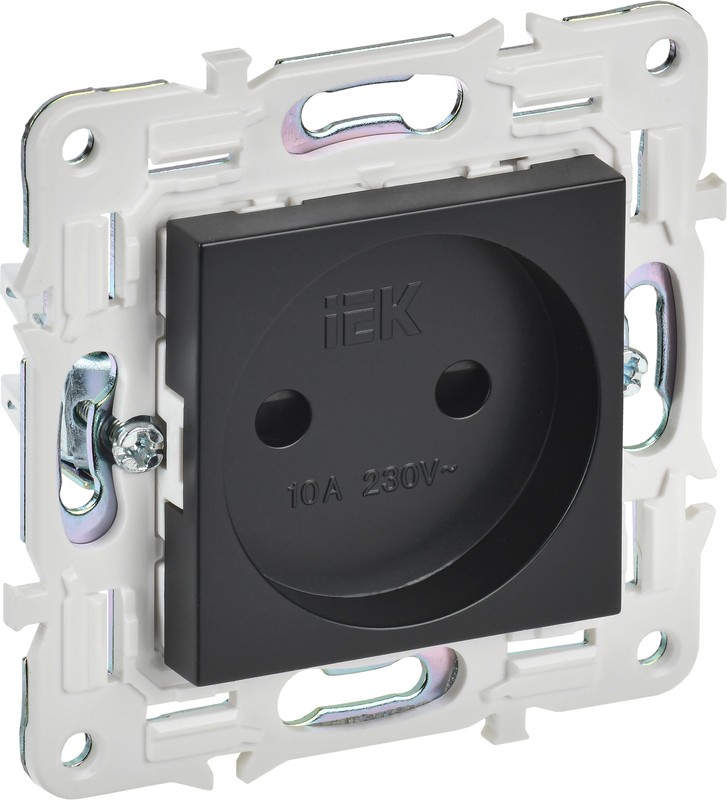

Розетка без заземления IEK SK-R13-10-K02 SKANDY с защитными шторками 10А SK-R01Bl черная, SK-R13-10-K02