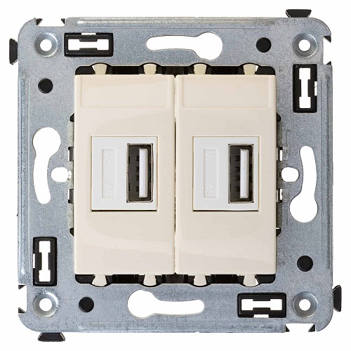 

Розетка DKC 4405543 в стену, USB зарядное устройство, "Ванильная дымка", "Avanti", 4405543