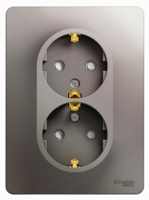 

Розетка Schneider Electric GSL001226 Glossa Платина 2-ая с/з со шторками (в сборе), GSL001226