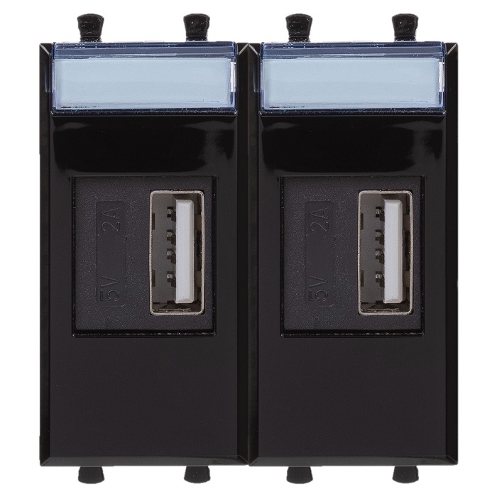 

Зарядное устройство DKC 4402542 USB, модульное, "Черный квадрат", 2 модуля, "Avanti", 4402542