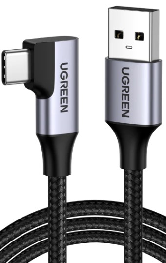 

Кабель UGREEN US385 20299_ USB-A Male / USB-C Male 3.0 3A угловой 1 м. черный, US385