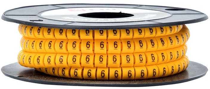 

Маркер на кабель EKF plc-KM-1.5-6 1,5 мм2 "6" (1000 шт.) (ЕС-0), plc-KM-1.5-6
