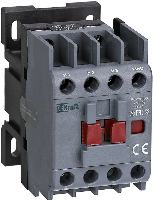 

Контактор DEKraft 21904DEK 9А 230В_АС АС3_ АС4 1НО+1НЗ КМ-102, 21904DEK