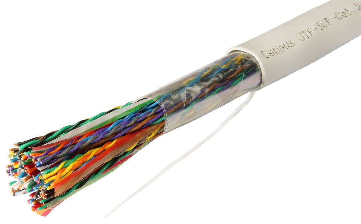 

Кабель витая пара U/UTP 5 кат. 50 пар Cabeus UTP-50P-Cat.5-IN-LSZH 24AWG(0.50 мм), медь, одножильный (solid), внутренний, LSZH, нг(A)-HF, серый, цена, UTP-50P-Cat.5-IN-LSZH