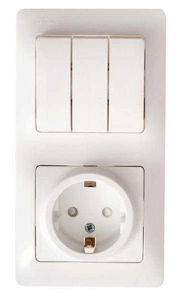 

Блок Schneider Electric GSL000178 розетка с/з со шторками и 3-кл. выключатель бел, GSL000178
