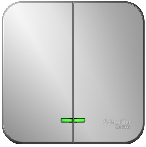 

Выключатель Schneider Electric BLNVA105103 2-клавишный с подсветкой, 10А, 250B Алюминий наруж, BLNVA105103