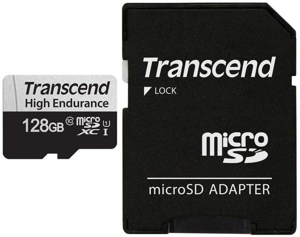 

Карта памяти 128GB Transcend TS128GUSD350V microSDXC Class 10, UHS-I U1, High Endurance, (SD адаптер), R/W: 100/45 MB/s, 3D TLC, TS128GUSD350V