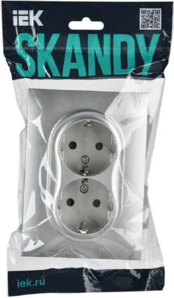 фото Розетка двухместная с заземлением в сборе IEK SK-R24-16-K23-F в Казани