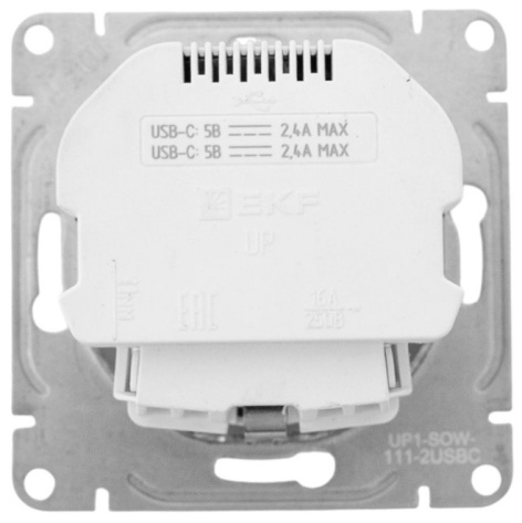 фото Розетка с заземлением с 2 USB  EKF UP1-SOW-111-2USBC в Воронеже
