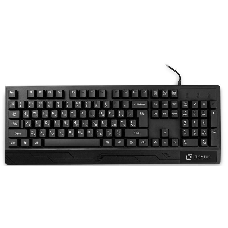 

Клавиатура Oklick 115M 1678098 черная USB (подставка для запястий), 115M