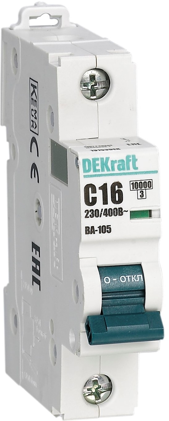

Автоматический выключатель DEKraft 13151DEK ВА-105 1P C кривая 6A 10кА, 13151DEK