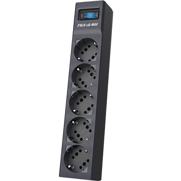 

Источник бесперебойного питания ZIS Surge protector Pilot sG-Max 5 outlets (GP), 15А/3.3 kVt, automatic circuit-breaker, 1.8 m, gfaphite, Pilot sG-Max