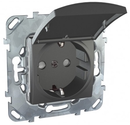 

Розетка Schneider Electric MGU5.037.12TAZD Unica Top Графит с з/к со шторками (винт. зажим) с крышкой, MGU5.037.12TAZD