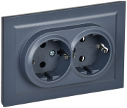 фото Розетка двухместная с заземлением в сборе  IEK BR-R21-16-K35-F