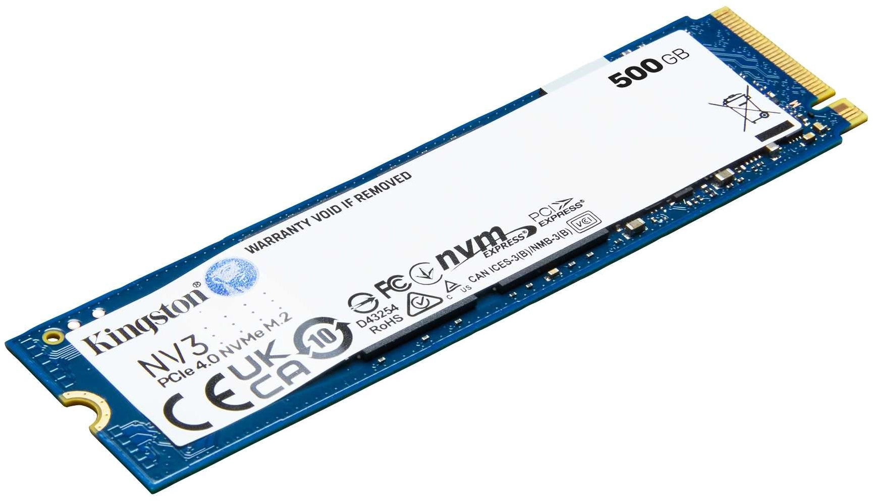 

Накопитель SSD M.2 2280 Kingston SNV3S/500G NV3, 500GB, PCIe 4.0 x4, NVMe, 3D TLC, 5000/3000MB/s, TBW 160, SNV3S/500G