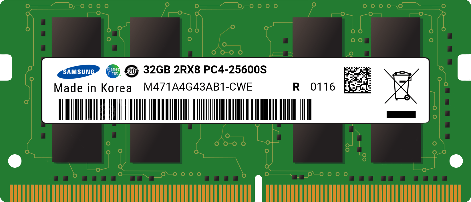 

Модуль памяти SODIMM DDR4 32GB Samsung M471A4G43AB1-CWE PC4-25600 3200MHz CL19 2R 260-pin 1.2V, M471A4G43AB1-CWE