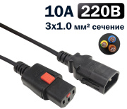 фото Кабель питания Filum FL-PC-C13F/C14F-C1-1.8-BK