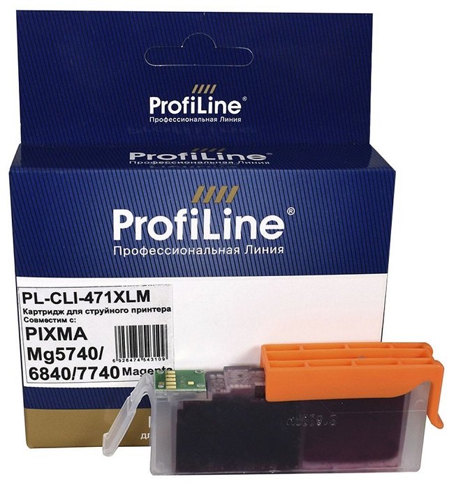 

Картридж ProfiLine PL_CLI-471 XLM_M струйный для принтеров Canon PIXMA MG5740/MG6840/MG7740/TS5040/TS6040/TS8040/TS9040 с чернилами на водной основе M, PL_CLI-471 XLM_M