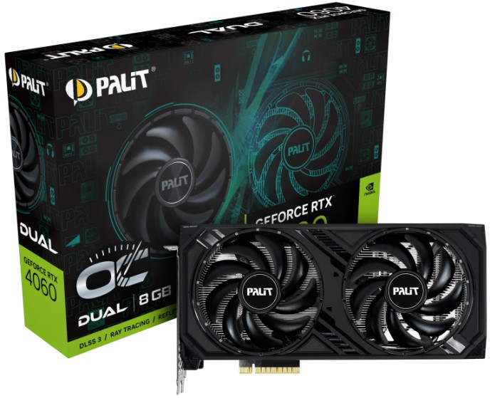 

Видеокарта PCI-E Palit GeForce RTX 4060 Dual OC (NE64060T19P1-1070D) 8GB GDDR6 128bit 5nm 1830/17000MHz HDMI/3*DP, GeForce RTX 4060 Dual OC (NE64060T19P1-1070D)