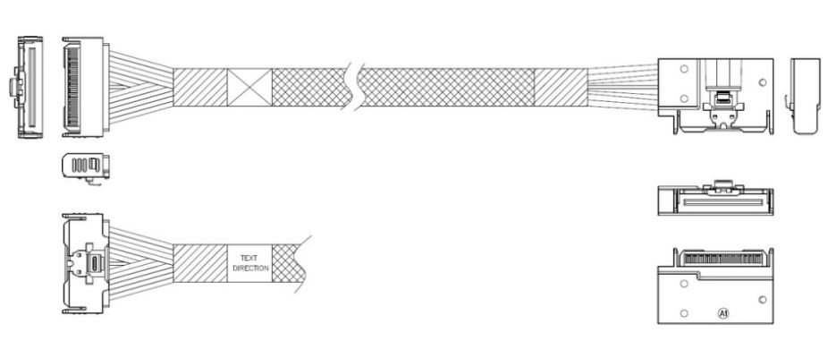 

Кабель JPC P7360GB00800-1 MCIO x8 74P (прямой Straight Type) -TO- MCIO x8 74P (угловой Right Exit) , 85 Ohm, L:80cm (CMCMC), P7360GB00800-1