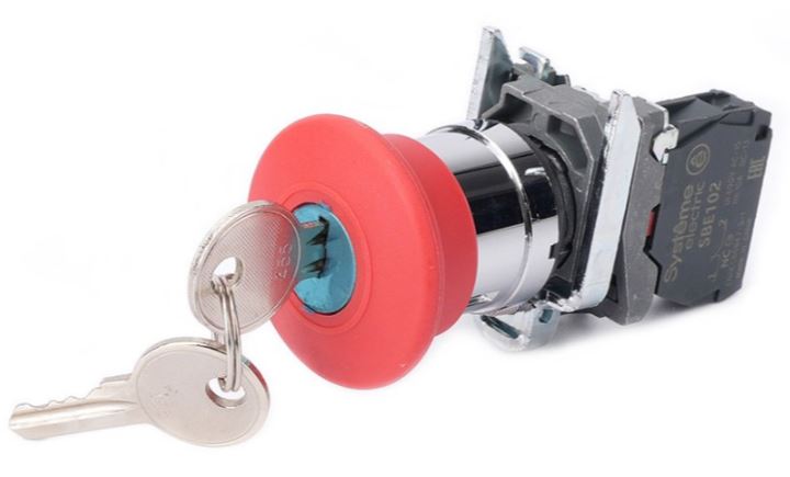 

Кнопка Systeme Electric SB4BS142 аварийного останова SB4 в сборе 22мм 40мм ключ металл 1НЗ, SB4BS142