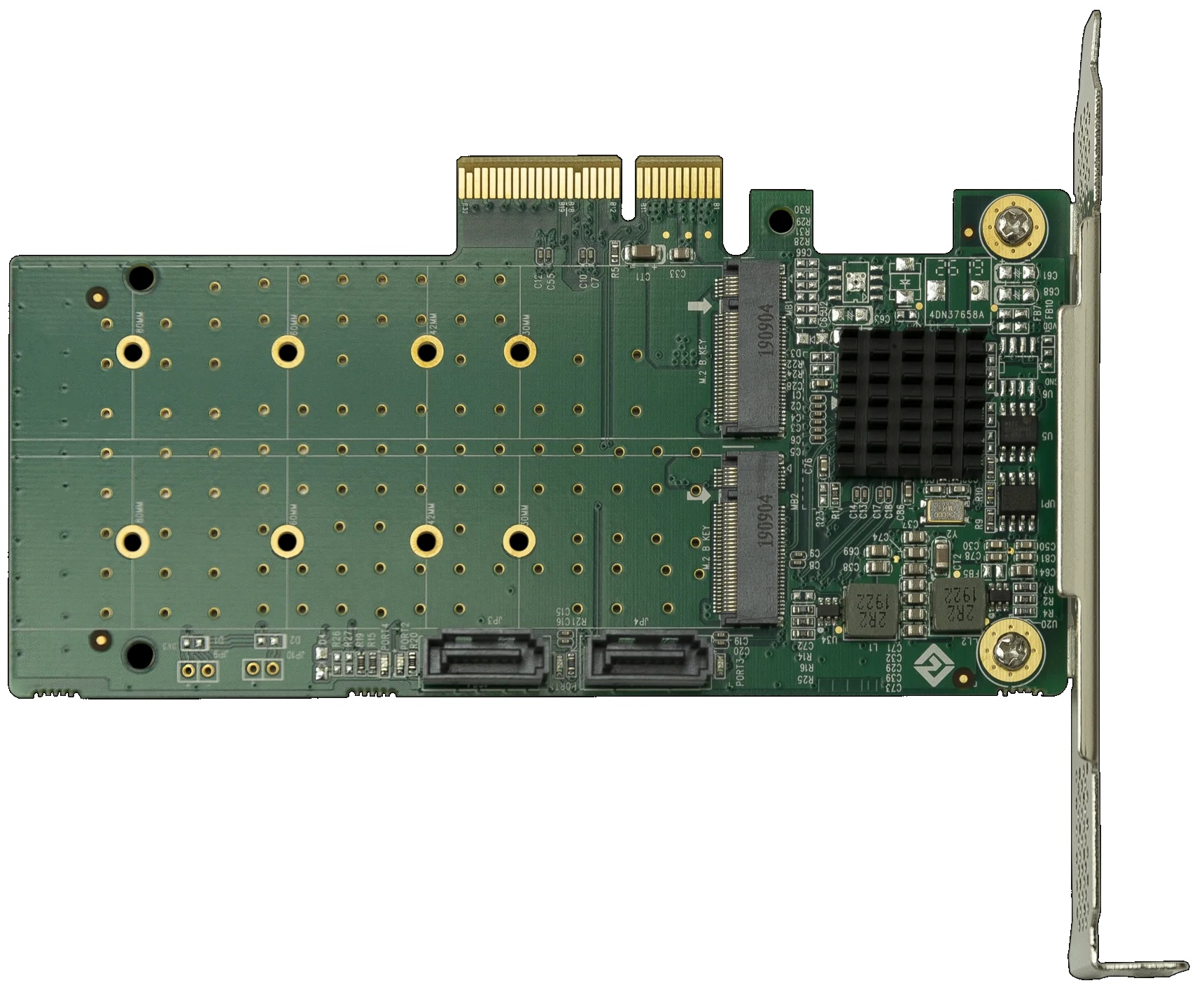 

Адаптер SNR LRST9630-2M2S переходной PCIe 2.0 x4 на 2xM.2 и 2xSATA, RAID 0,1, LRST9630-2M2S