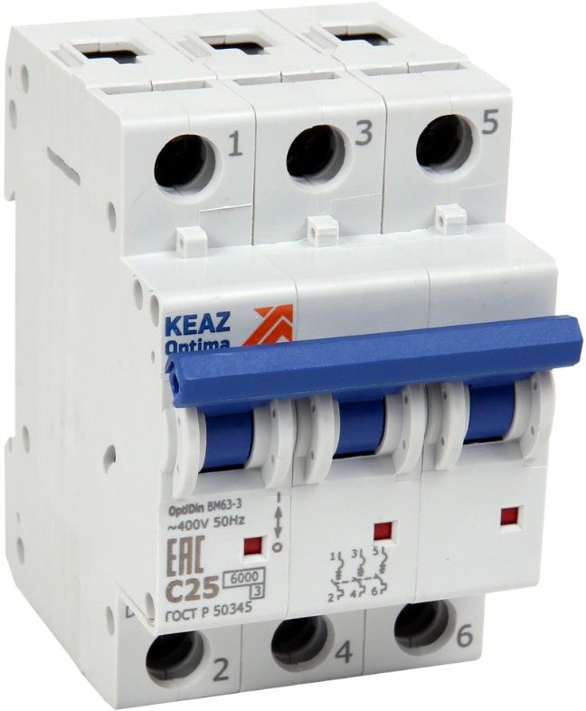

Автоматический выключатель КЭАЗ 260805 OptiDin BM63-3D10-УХЛ3 (6кА), 260805